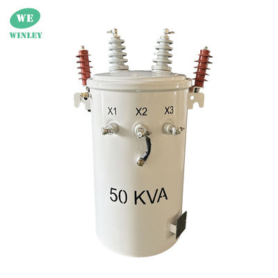 Buy 50kva Single Phase Pole Mounted Transformer Oil Immersed 12.47KV 304SS ANSI / IEEE C57 online manufacture