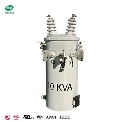 Buy 10KVA Single Phase Pole Mounted Distribution Transformer with Copper Windings and Grain-Oriented Steel Core for Compact Footprint online manufacture