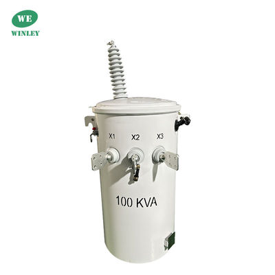 100KVA Single Phase Pole Mounted Power Transformer 34500V To 120V Overhead Distribution