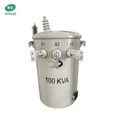 100KVA Single Phase PoleMounted Distribution Transformer Oil Immersed 12470V 304SS tank Liquid Filled Pole Mounted