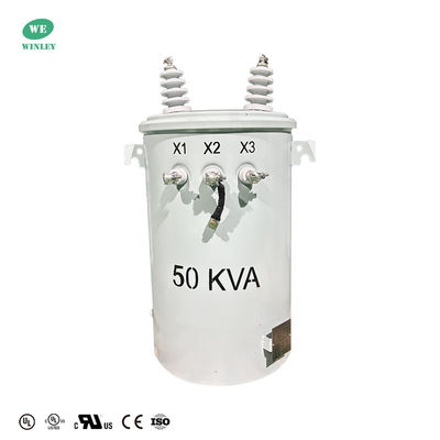 UL certified 50KVA Single Phase Pole Mounted Transformer Oil Type 13200V To 120V Power Distribution Transformer