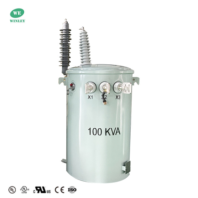 100 Kva Single Phase Pole Mounted Transformer  Power Distribution Oil Immersed Transformer 34.5kv To 120v ANSI IEEE UL/