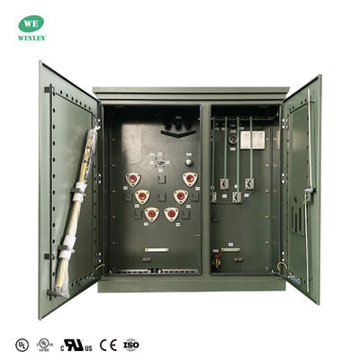 UL Certified 150Kva Three Phase Pad Mounted Transformer Oil Immersed Distribution 12.470V To 480V Meet ANSI IEEE  CSA DOE2016 Standards