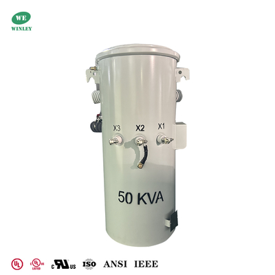 50kva  Power Pole Transformer Overhead Distribution Dual Windings  Transforme 4160Y To 120V UL Certified