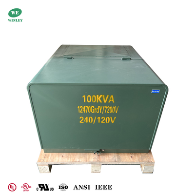 IEEE Standard UL Certificated 100Kva Single PhasePadmount Type Transformer Loop Feed 12.47KV To 240/120V