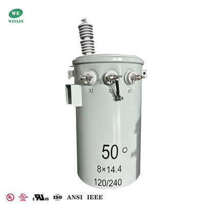 CSA Standard 50kva Pole Mounted Transformer Oil Type 13856V To 120v cUL Certified Power Pole Transformer
