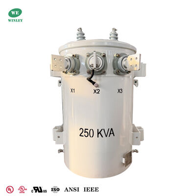250kva Power Pole Transformer Oil Immersed 13200v To 120v Electrical Distribution Transformer