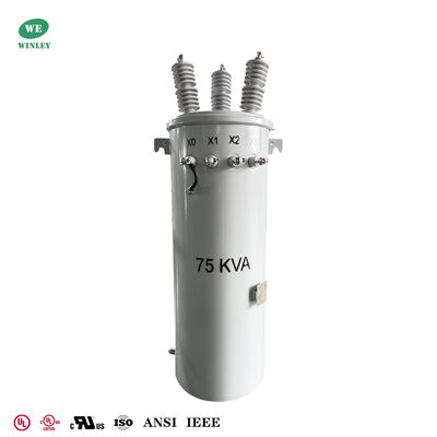 3 Phase Pole Mounted Transformer 75kVA13800V To 480V 277V Oil Filled Distribution Transformers
