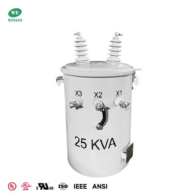 25kVA Single Phase Pole Mounted Transformer 12470Y/7200V to 120/240V Overhead Distribution Type UL Listed