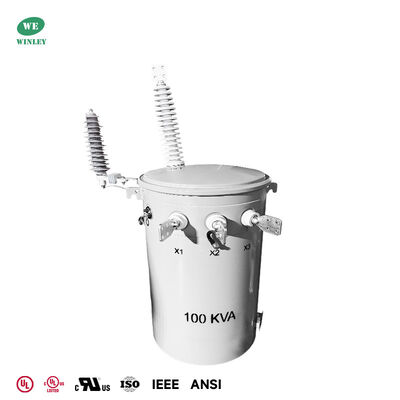 100kVA Single Phase Pole Mounted Transformer 34500Y/19920V to 120/240V Overhead Distribution Transformer ANSI/IEEE DOE 2016 Standards