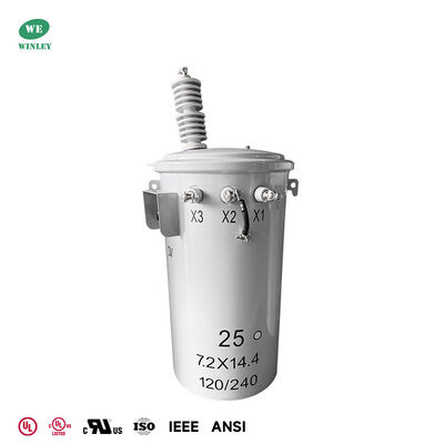 25kVA Single Phase Pole Mounted Transformer 14.4kV/7.2kV to 120/240V Overhead Utility Distribution Type CSA Standard cUL Listed