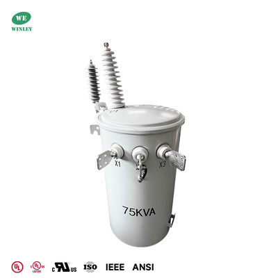 75 kVA Single-Phase Pole-Mounted Transformer 24940GrdY/14400V to 120/240V For Rural Distribution