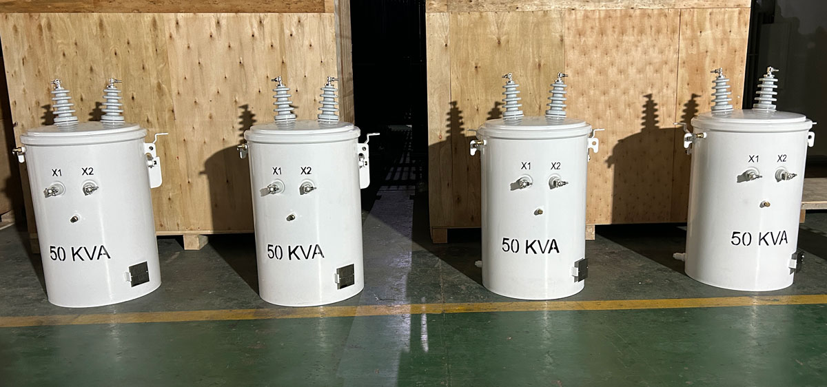 50KVA Single Phase Pole Distribution Transformer  Oil immersed 12470V To 277V 0
