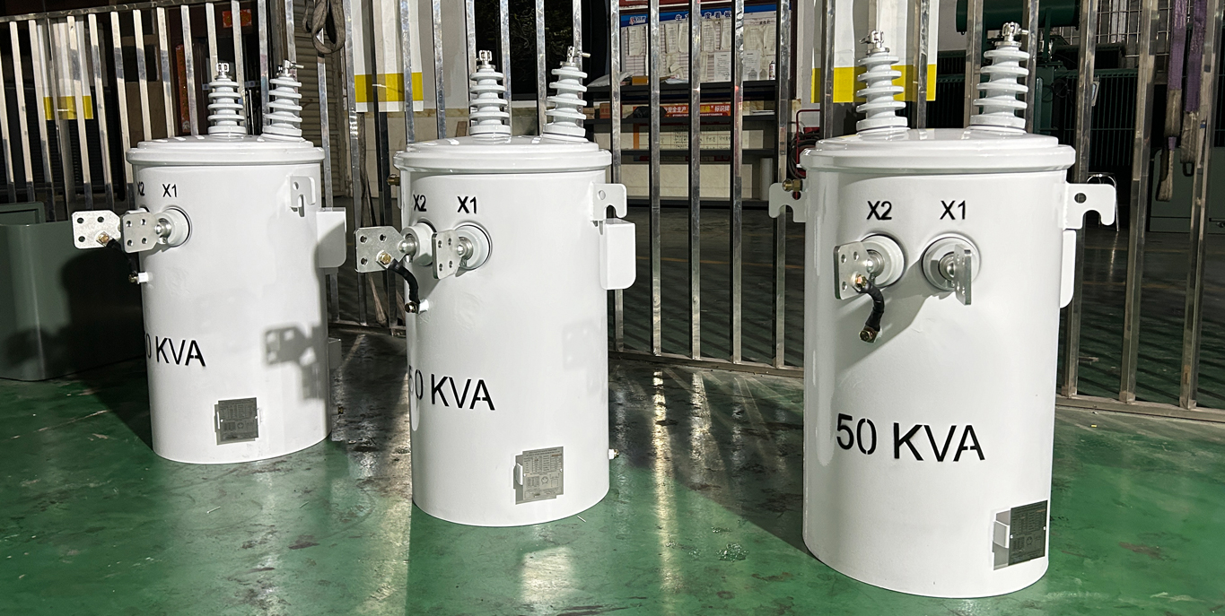 50kva Single Phase Pole Mounted Transformer Oil Type Distribution  4160V To 120/240V