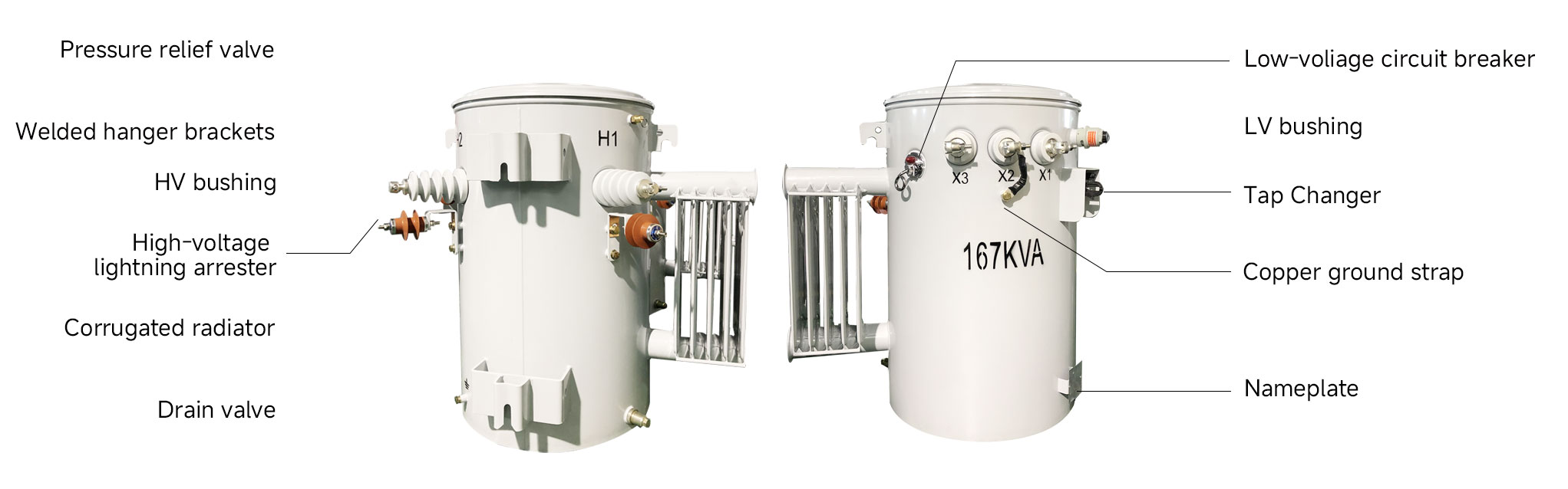 product-1-1 CSP Type 167Kva Single Phase Pole Mounted Transformer Distribution 4160V Oil Immersed ANSI IEEE CSA Standard 100Hz 1