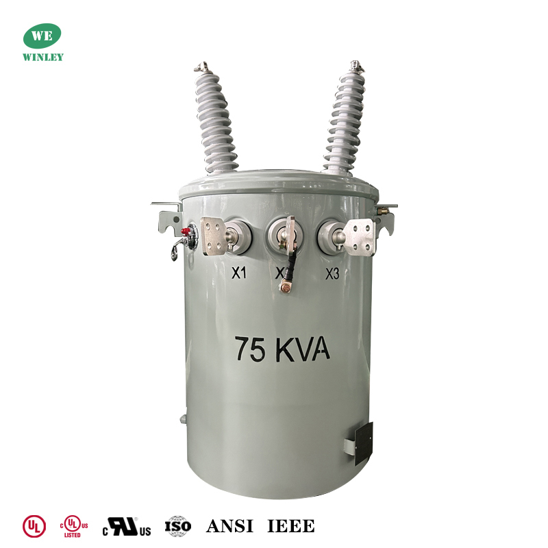 75Kva Single Phase Pole Mounted Transformer Overhead Distribution  Dual Windings 34500V to 120/240V UL/cUL Listed